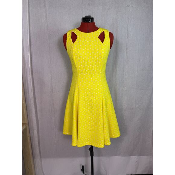 Tahari Arthur S Levine Women's Cocktail Dress Sleeveless Yellow Size 4 E082 - Picture 1 of 12
